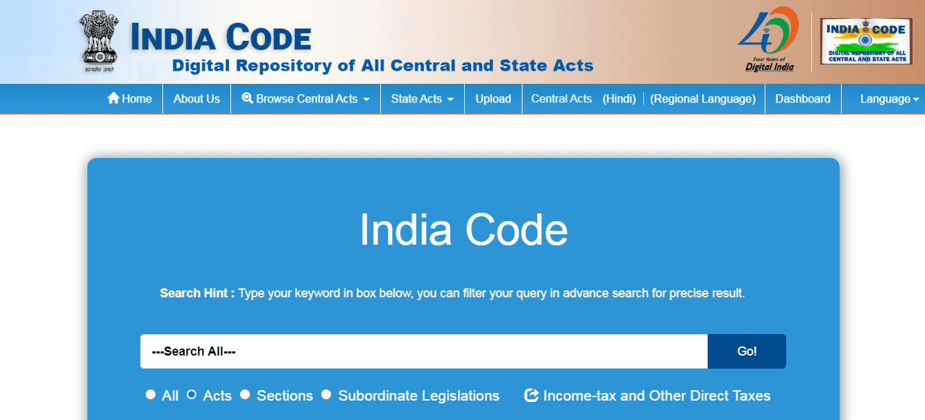 India Code Home Page